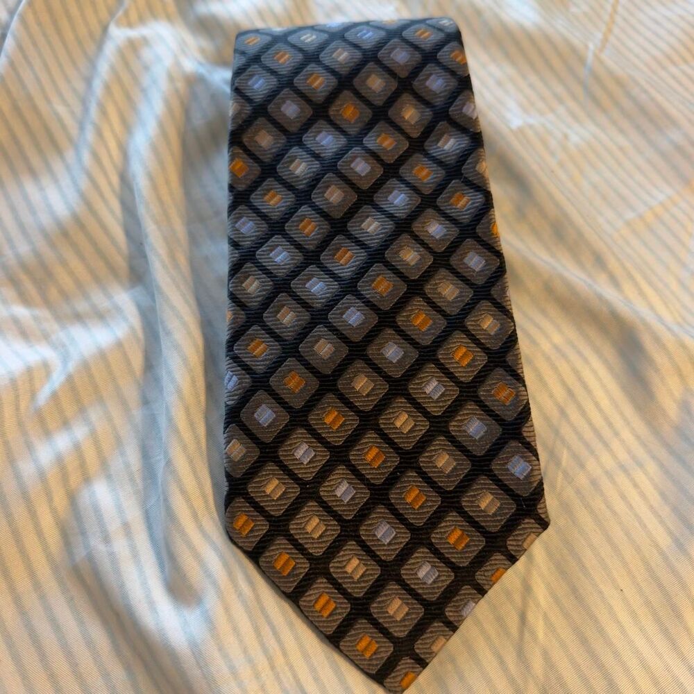 Robert Talbott Best of Class Nordstrom Silk Tie Geometric Gray Gold #silk #tie